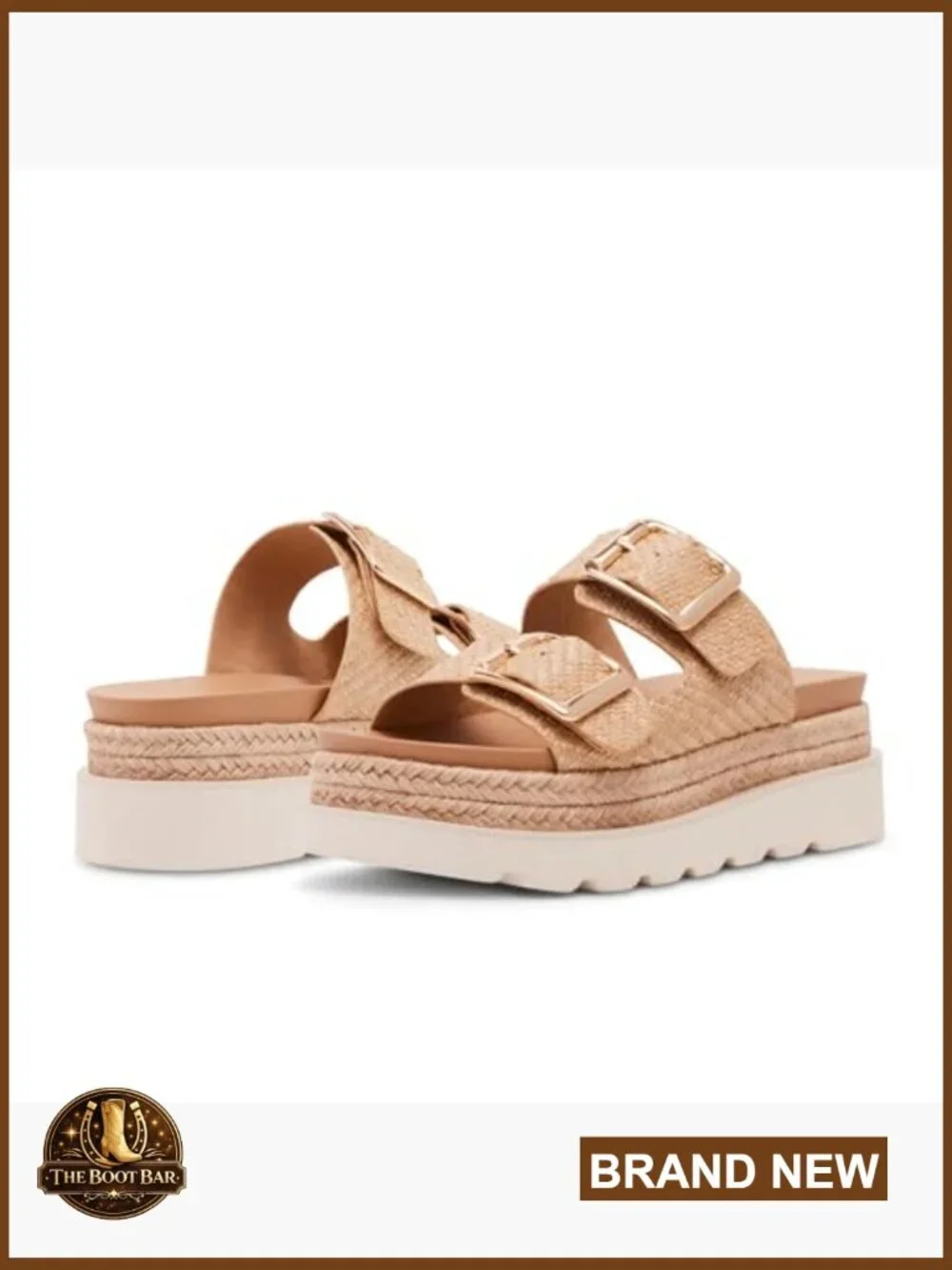 Women's Raffia Platform Slide Sandals 2-Inch Heel